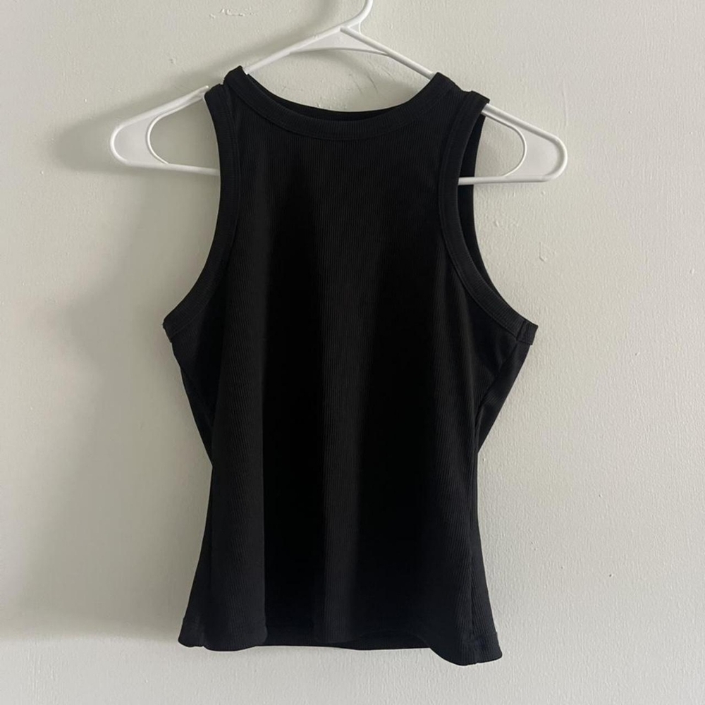 Zara Black Ribbed High-Neck Tank